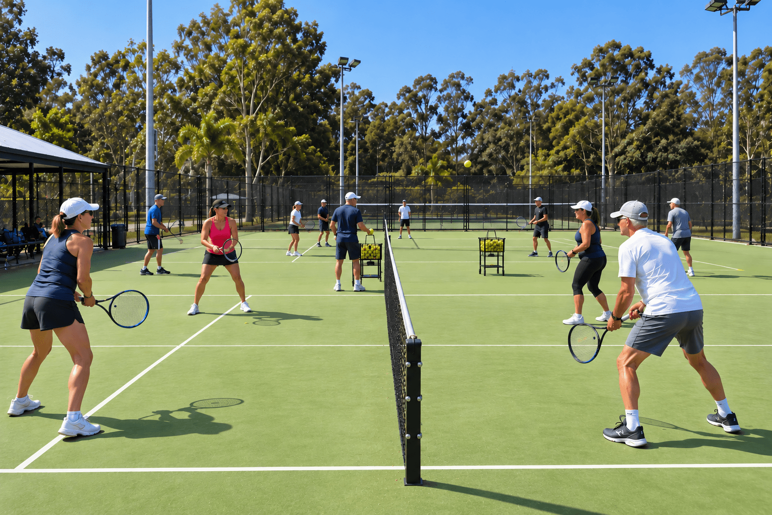 Adult tennis clinic at OFRC near Frenchs Forest, Northern Beaches